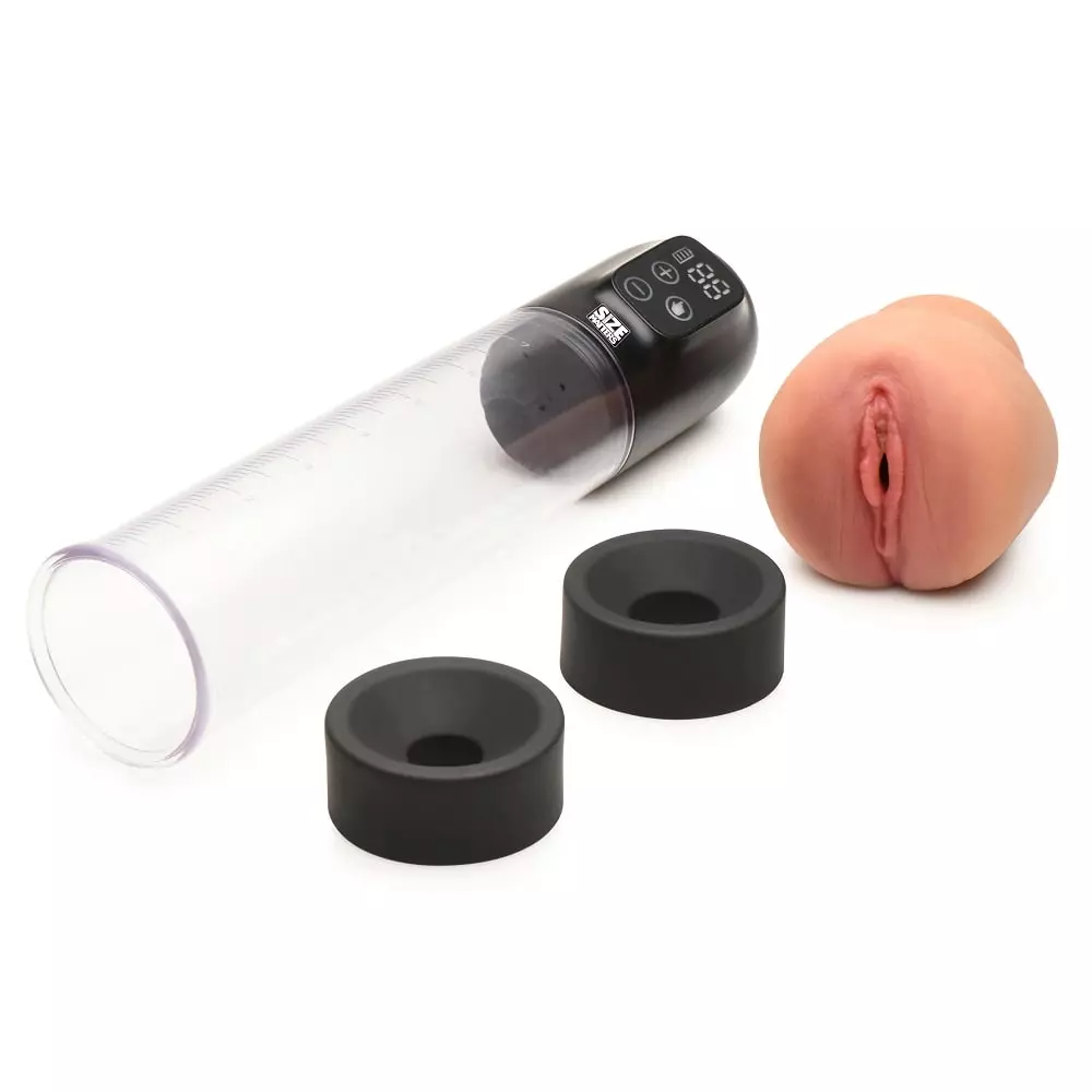 Size Matters 5X Sucking Rechargeable Penis Pump with Attachments